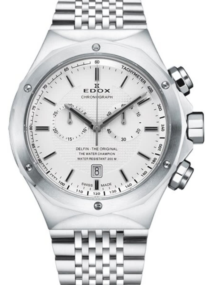 Edox Delfin Quartz Chronograh Dive Watch with Double Case Back