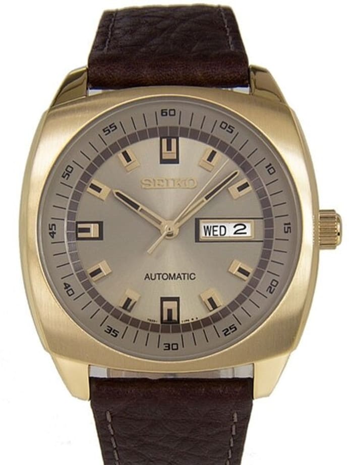 Seiko Recraft Series Automatic Watch with 43.5mm Case, Brown Leather Strap #SNKN02