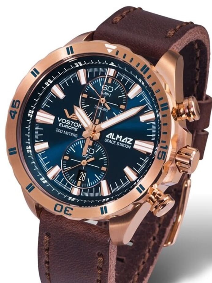 Vostok-Europe Almaz Two-Eye Quartz Chronograph with 60-Minute Stopwatch #320B262