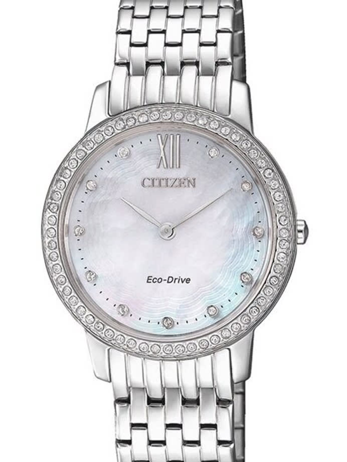 Citizen Ladies Eco-Drive Watch with MOP Dial and Swarovski Crystals #EX1480-82D