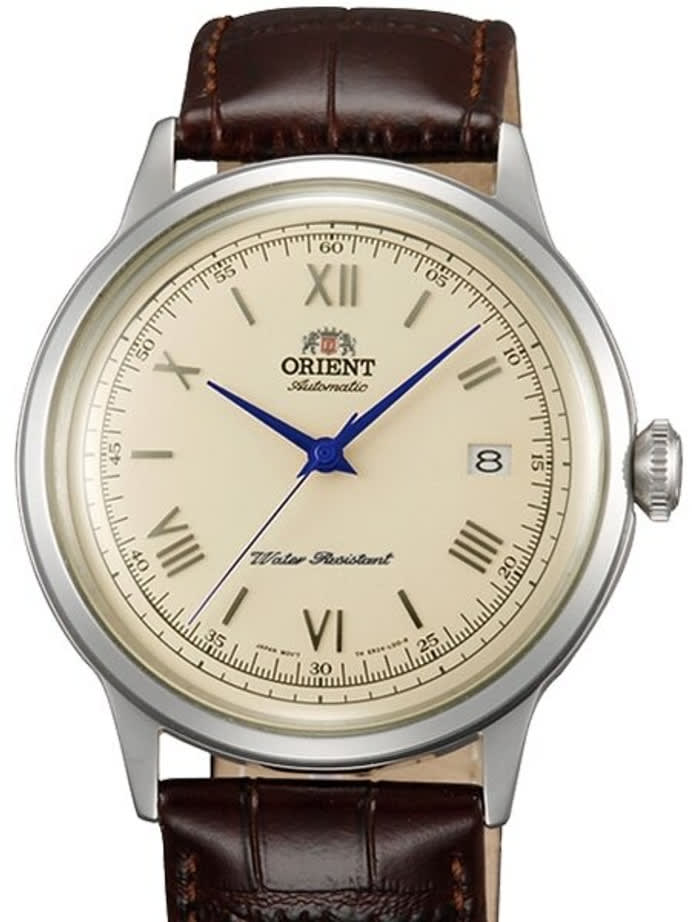 Scratdh and Dent - Orient Bambino 2nd-Gen Automatic Dress Watch with Cream Dial, Blue Hands #AC00009N