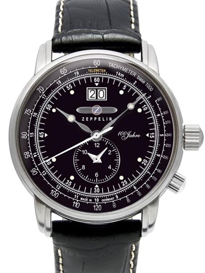 Graf Zeppelin German Made, Big Date, Dual Time Watch with Two Crowns. #7640-2