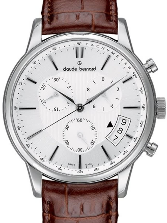 Claude Bernard Classic Open Date Chronograph Watch with Sapphire Crystal #01002-3-AIN