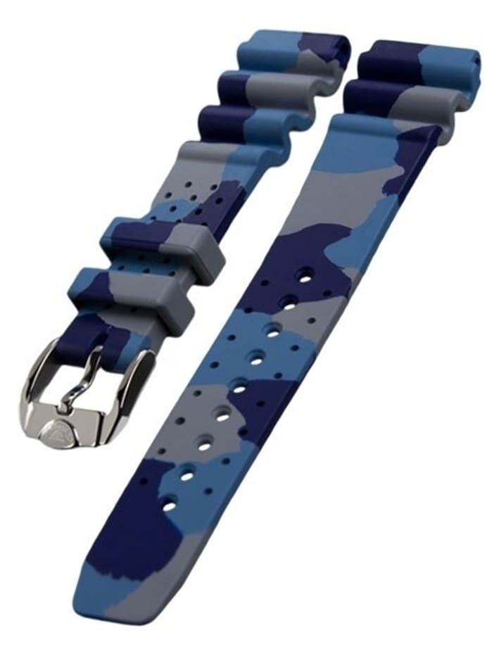 Squale 1521 OEM 20mm Blue Camouflage Natural Rubber Dive Watch Strap #1521-BLUE-CAMO