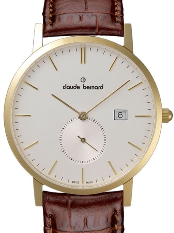 Claude Bernard Gold Tone Quartz Dress Watch with Small Seconds Sub-Dial #65003-37J-AID