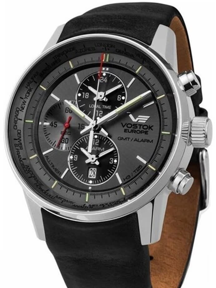 Vostok-Europe Gaz-Limo World-Time GMT Watch with Alarm #565A291