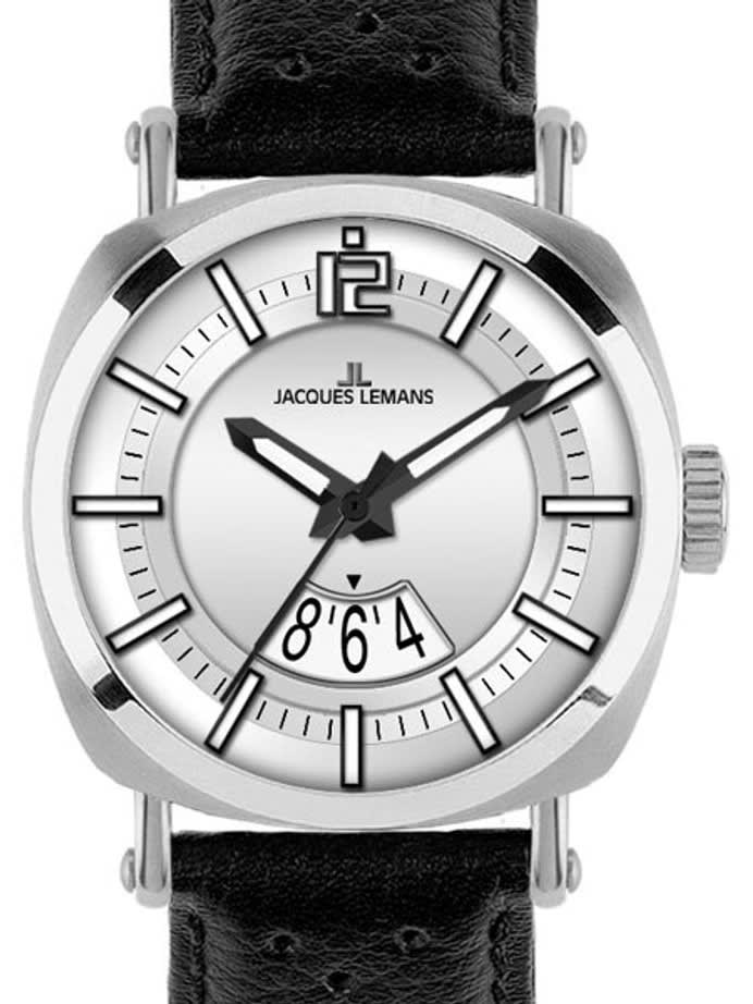Jacques Lemans Lugano 42MM Quartz Watch with a Silver Dial and Open Date #1-1740B