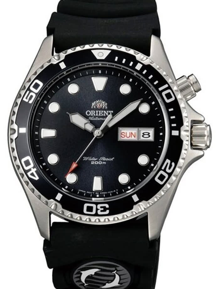 Scratch and Dent - Orient Ray Black Dial 21-Jewel Automatic Dive Watch on Rubber Strap #EM6500BB-SND