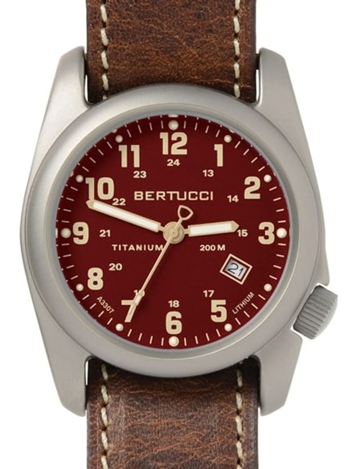Bertucci A-2T Titanium Watch, 10-Year Lithium Battery, Horween Leather #12731