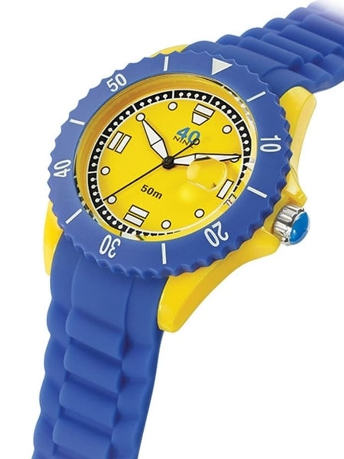 40Nine Yellow Plastic 45mm Case with Blue Silicone Rubber Strap #40NINE02-PERI10
