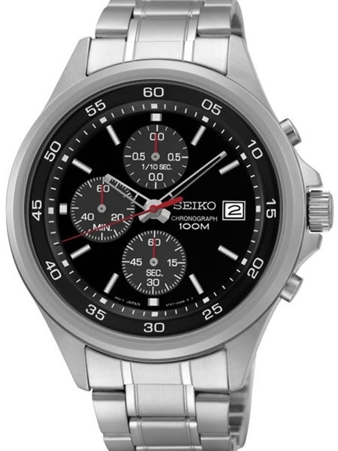 Seiko Black Dial Chronograph with Sixty-Minute Stopwatch #SKS477