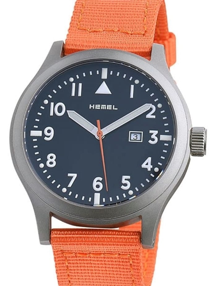 HEMEL Alpha Swiss ETA Quartz Field Watch with Matte Black Dial and Sapphire Crystal #HM6