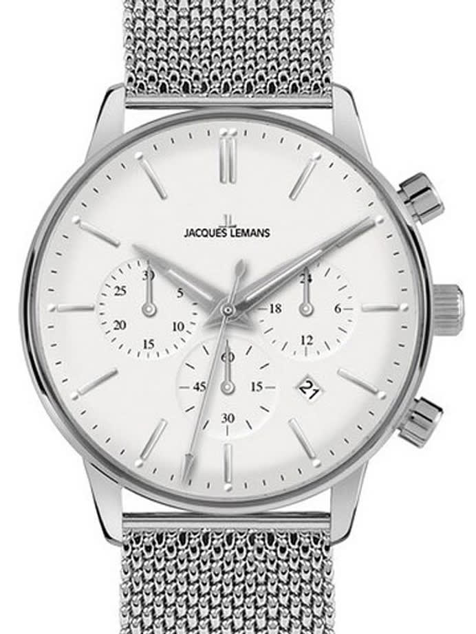 Jacques Lemans Nostalgie Chronograph with 24 Hour Sub-Dial and Mesh Bracelet #N-209C