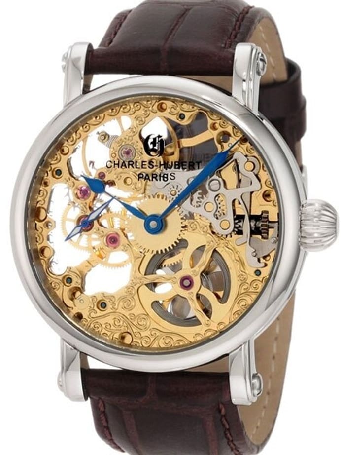 Charles Hubert Premium Collection Skeleton Mechanical Hand Wind Watch #3887-A