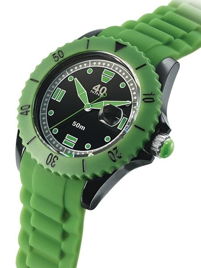 40Nine Green Plastic 40mm Case with Green Silicone Rubber Strap #40NINE03-GREEN10