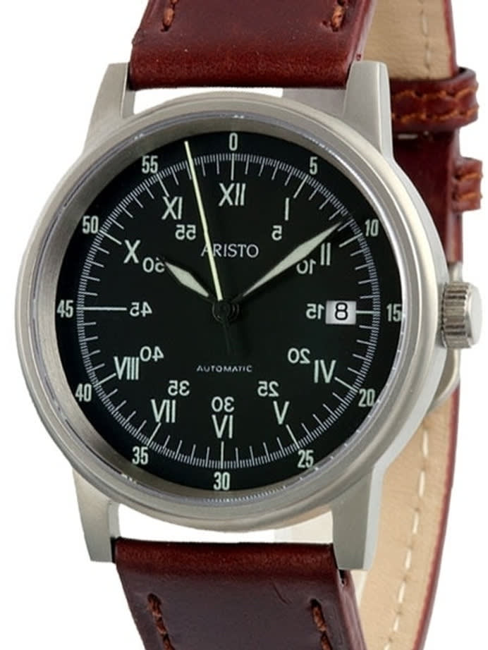 Aristo 5H87 Swiss Automatic Watch with Black Sextant Dial #5H87