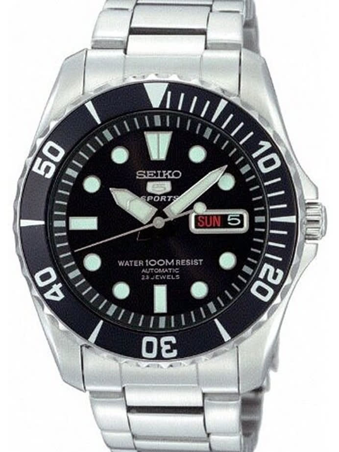 Scratch and Dent - Seiko 42mm Sports 5, 23-Jewel Automatic Watch with Day and Date Window #SNZF17K1 1