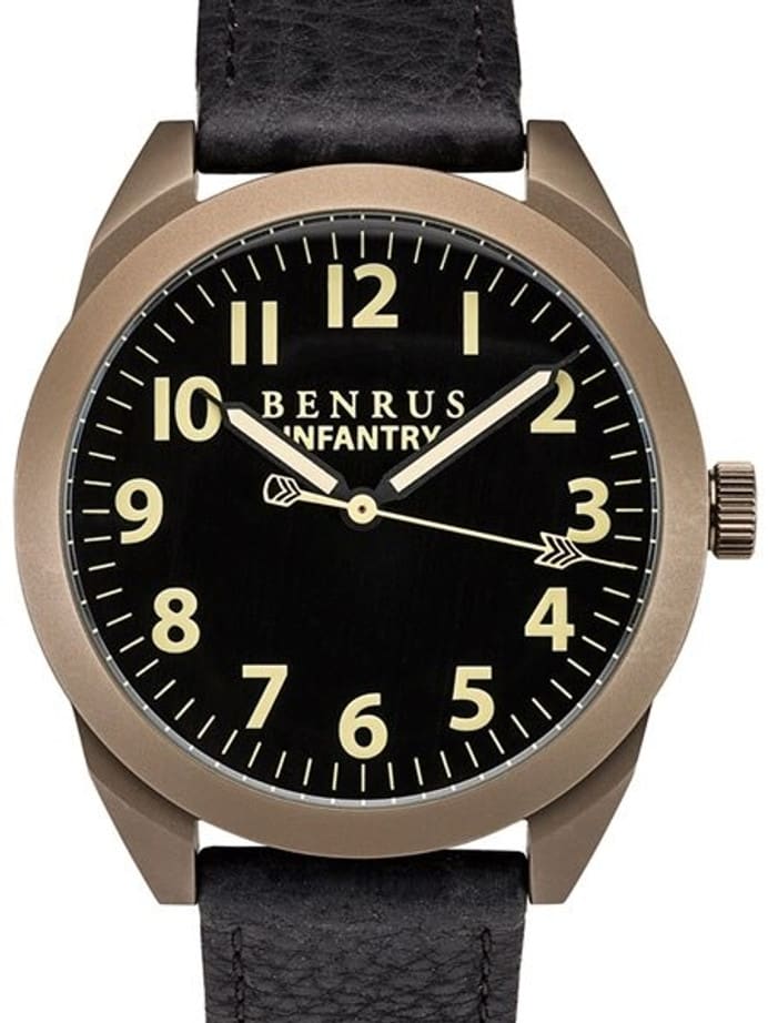 BENRUS 41mm Stainless Steel, Military-Inspired Quartz Infantry Watch #BR021J