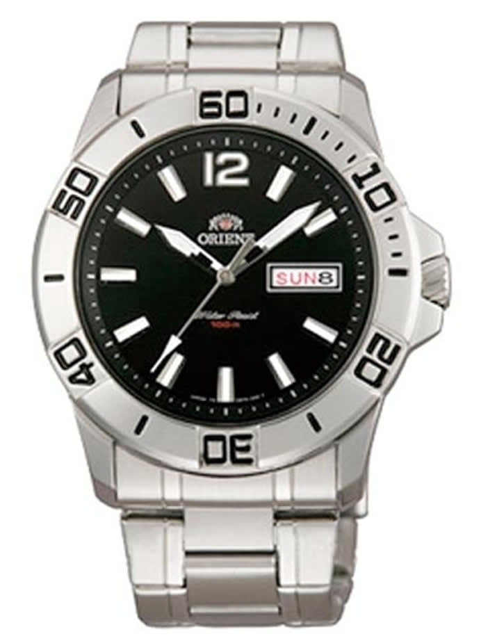 New! Orient Orca Black Dial 21-Jewel Automatic Dive Watch on a Bracelet #FEM76003B