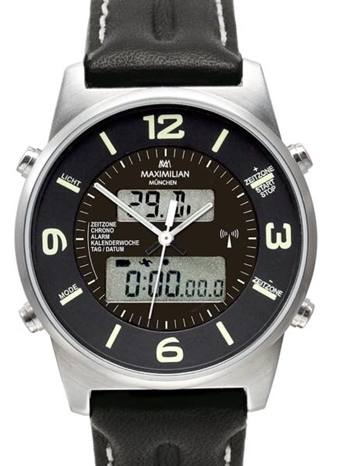 Maximilian Radio Controlled, Analog Digital Chronograph GMT, Alarm Watch #5402-2