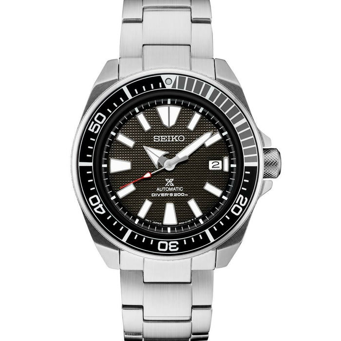 Seiko Samurai Prospex Automatic Dive Watch with Black Dial and Stainless Steel Bracelet #SRPF03