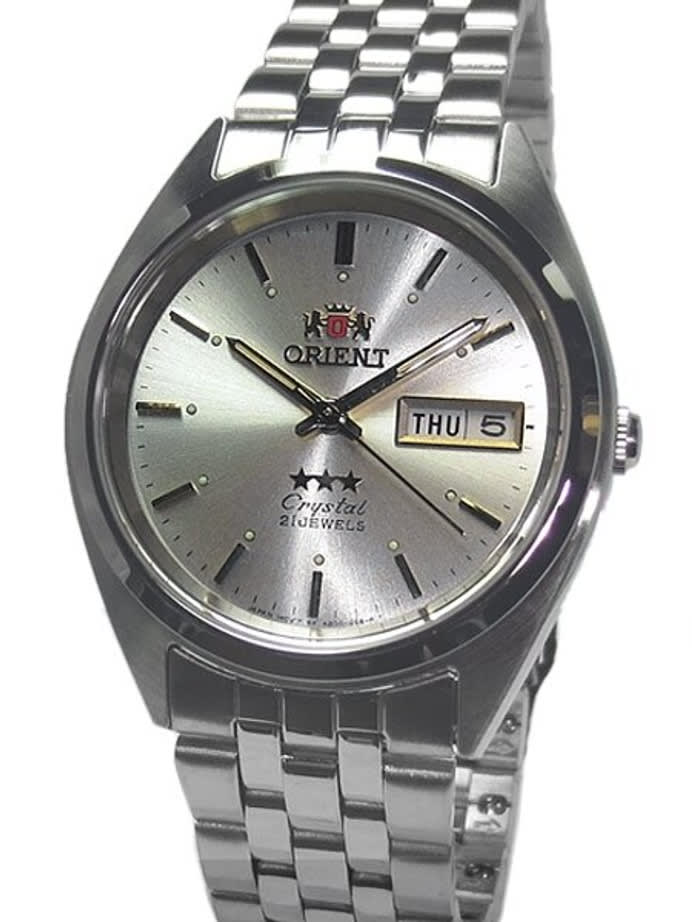 Orient Automatic Watch with White Dial, Day-Date and SS Bracelet #AB0000AW