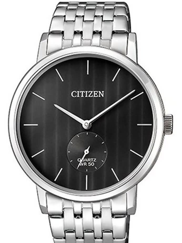 Citizen Quartz Dress Watch with Black Dial and SS Bracelet #BE9170-56E