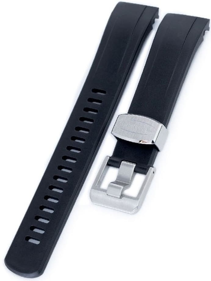 Crafter Blue 22mm Curved-End Rubber Watch Strap for Seiko Samurai #CB09-A