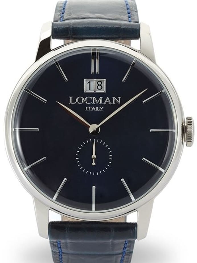 Locman 1960's Collection Big Date Quartz Dress Watch with 41mm Case #0252V02-00BLNKPB