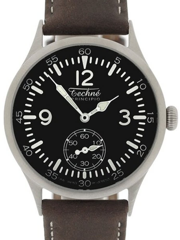 Techne 38mm Merlin Quartz Aviator Watch with Onion Crown and Small Seconds #249.061