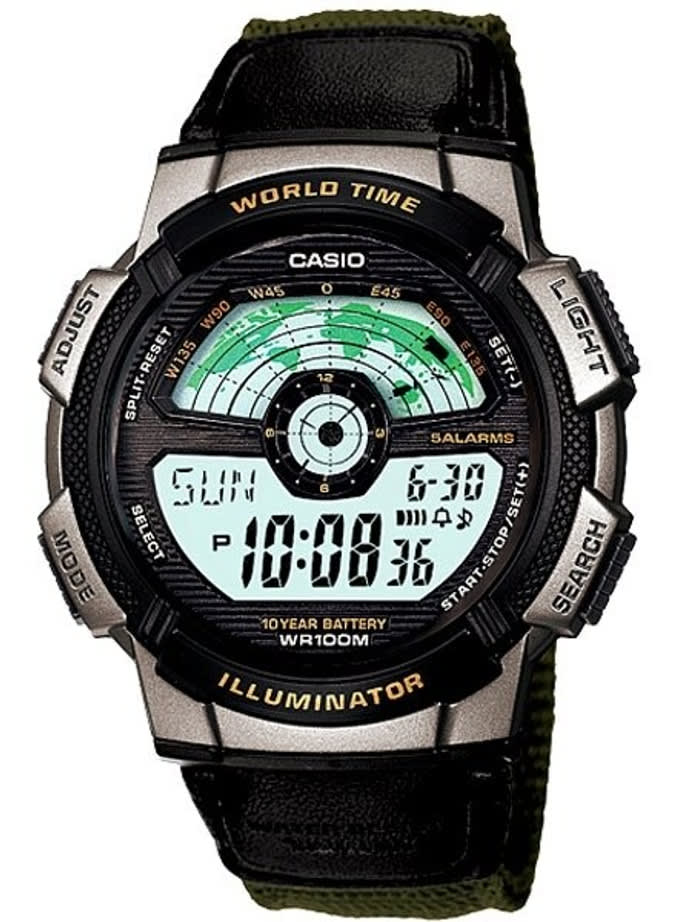 Casio Digital Sports-Style World Time Alarm Watch with 31 Time Zones #AE-1100WB-3AV