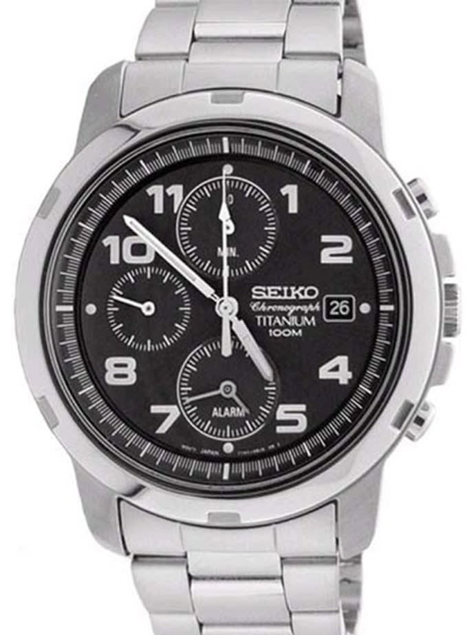 Seiko Titanium Quartz Chronograph with Handy Alarm Function  #SNA113P1