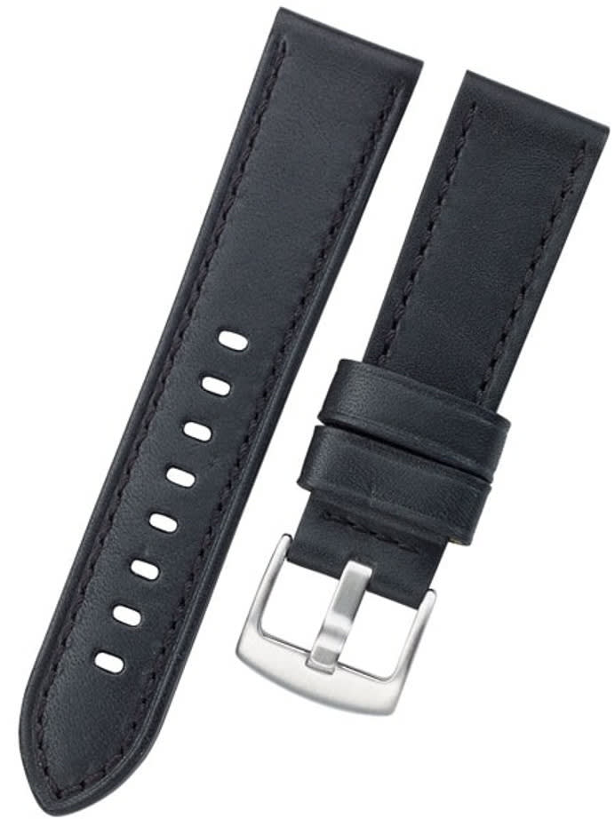 Horween Panerai-Style, Black Calfskin Leather with Stainless Steel Buckle #INS-HORPAN01