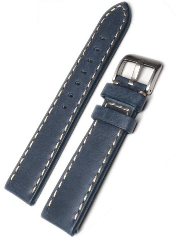 Panerai-Style Blue Leather Strap with Contrasting Stitching #LBV-98241