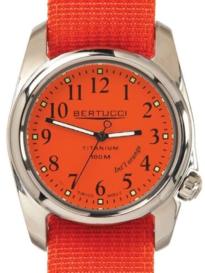 Bertucci A-2T International Orange Watch with Polished Titanium Case #12063