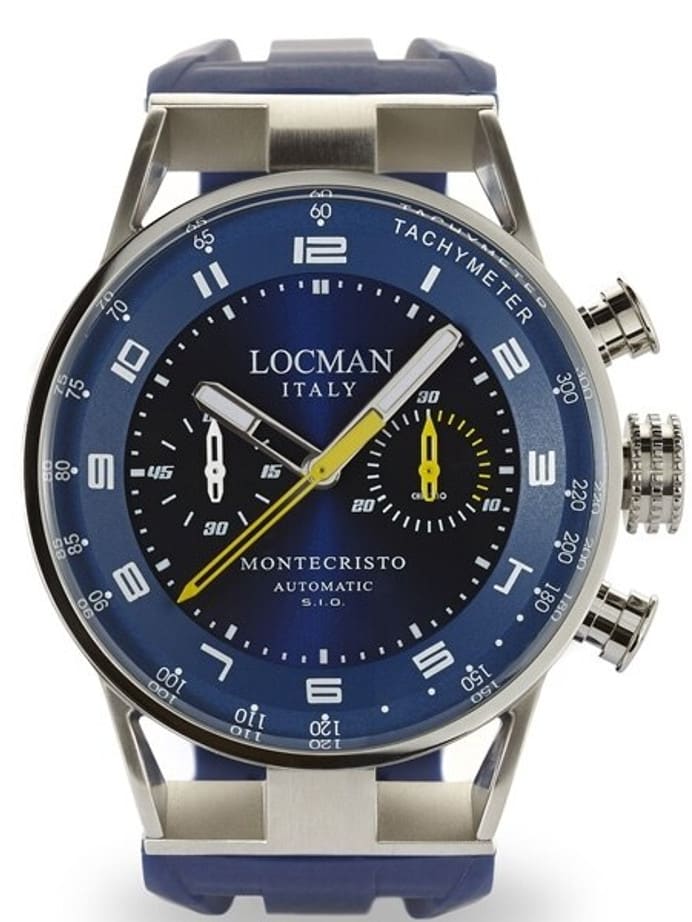 Locman Montecristo 100 Meter Automatic Chronograph Watch with 44mm Case #514BLYLBLR