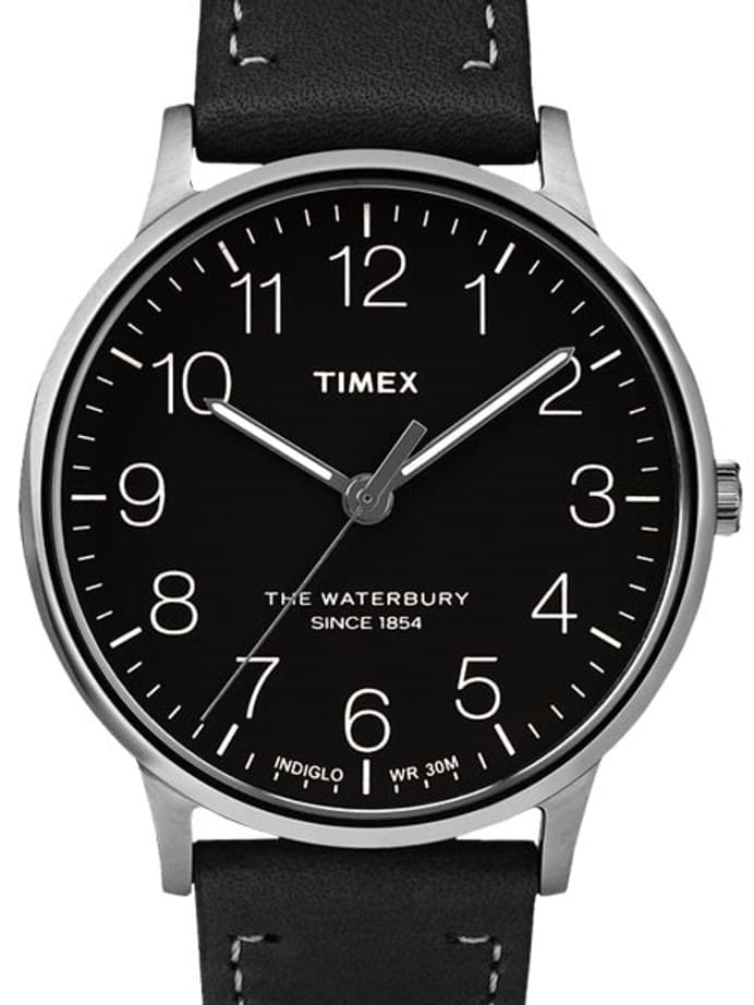 Timex 40mm Waterbury Quartz Watch with Black Dial and INDIGLO Night-Light #TW2R25500ZA