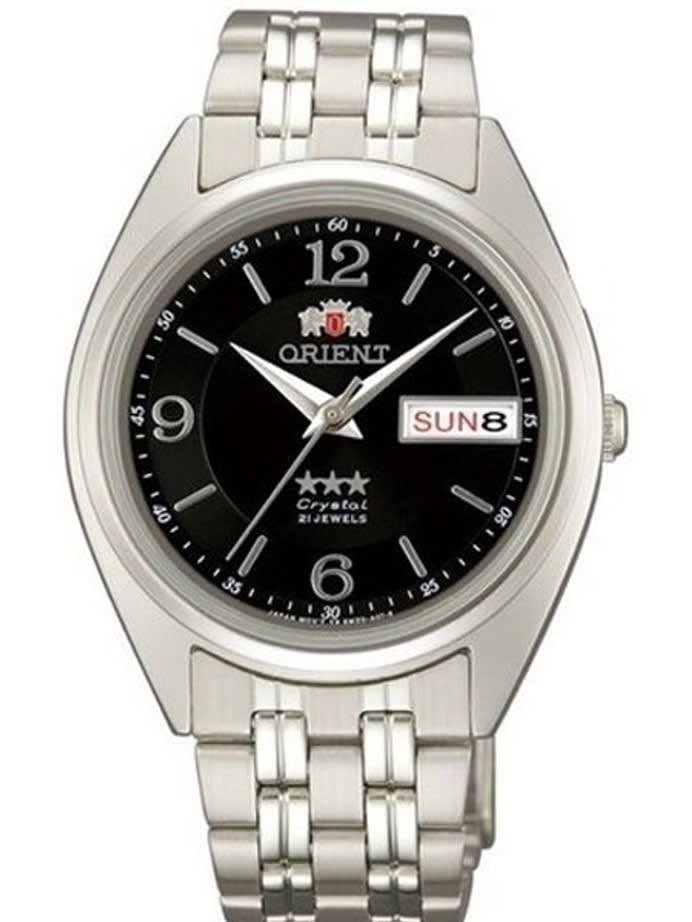 Orient Automatic Watch with Black Dial, Day-Date and SS Bracelet #AB0000EB