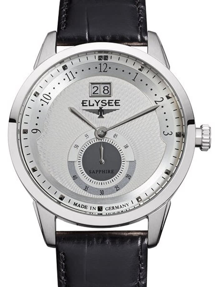 Elysee 41mm Mestor Swiss Quartz Dress Watch with Big Date and Sapphire Crystal #17002