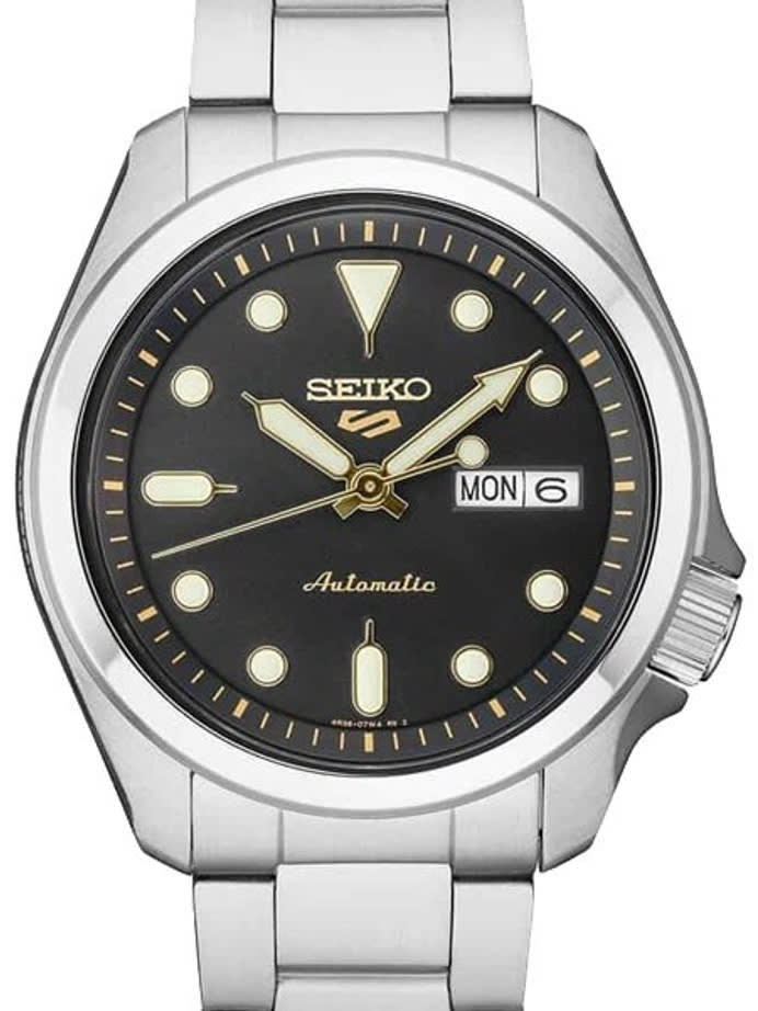 Seiko 5 Sports 24-Jewel Automatic Watch with Black Dial and SS Bracelet #SRPE57