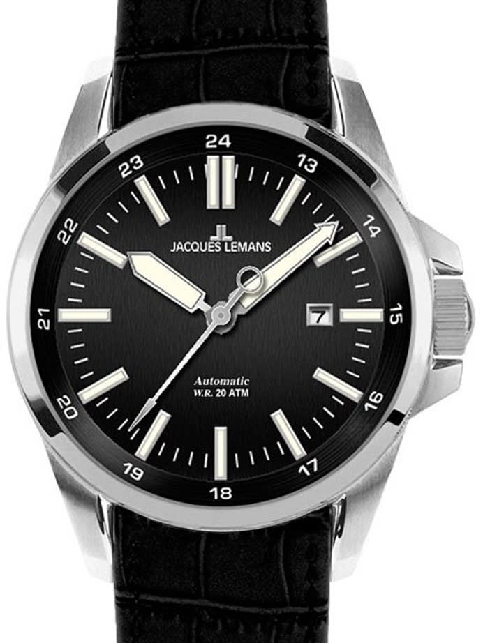Jacques Lemans 44mm Liverpool Automatic Watch with a Black Dial #1-1516A