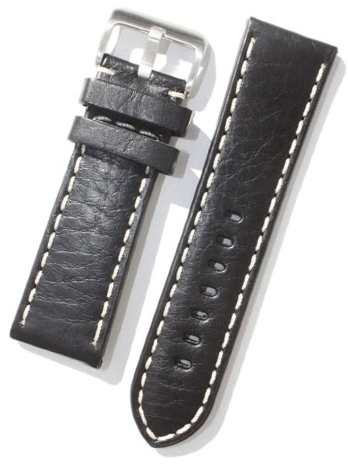 Toscana PANERAI Style Black Italian Leather Strap with Contrasting Stitching #LBV-98230