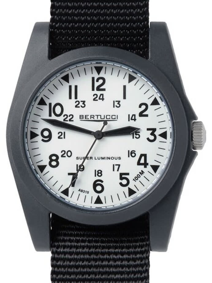 Bertucci A-3P Sportsman Vintage Field Watch with a 42mm Black Case, Luminous Dial - 13355
