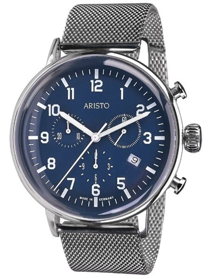 Aristo Bauhaus Swiss Quartz Chronograph Watch on Mesh Bracelet #4H161M