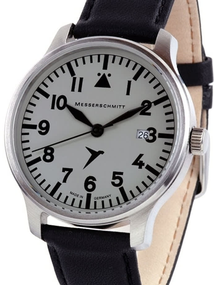 Messerschmitt Fliegeruhr Watch with Black Leather Strap #ME-42S