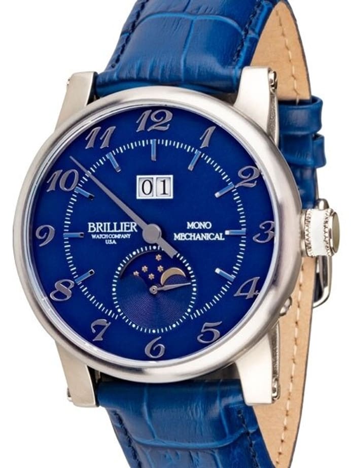 Brillier 43mm Klassique Mono (single hand) Automatic Watch with Moonphase, Big Date #BR-05