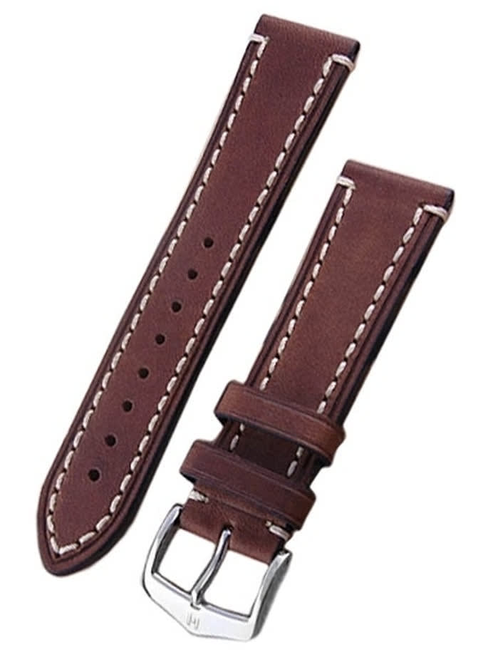 Scratch and Dent - 22mm Hirsch Liberty One Piece Brown Calf Leather Watch Strap #109002-10