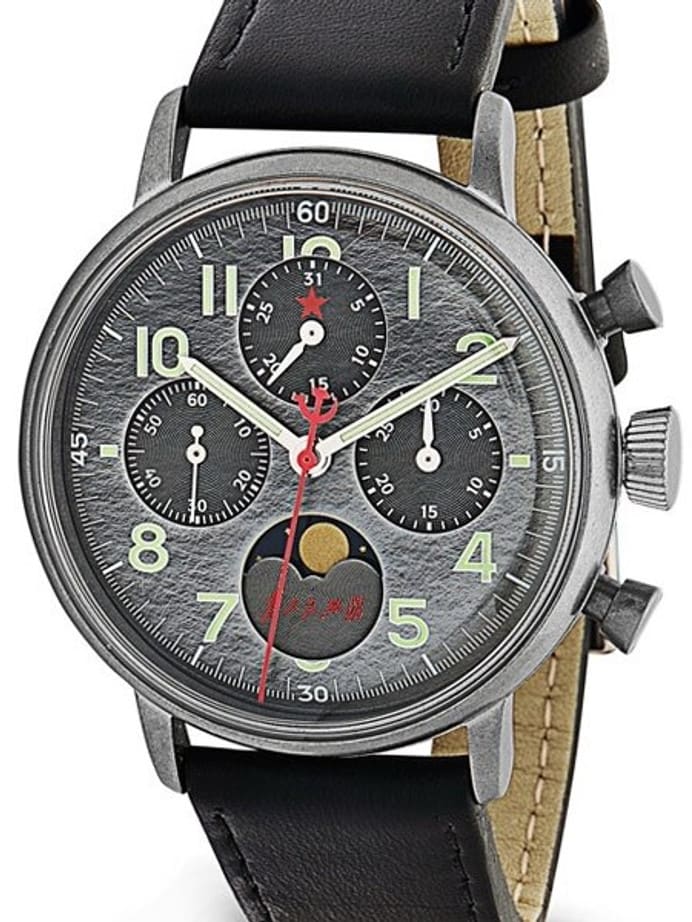 Red Star Hand Wind Mechanical Chronograph with Moonphase #7756G-A