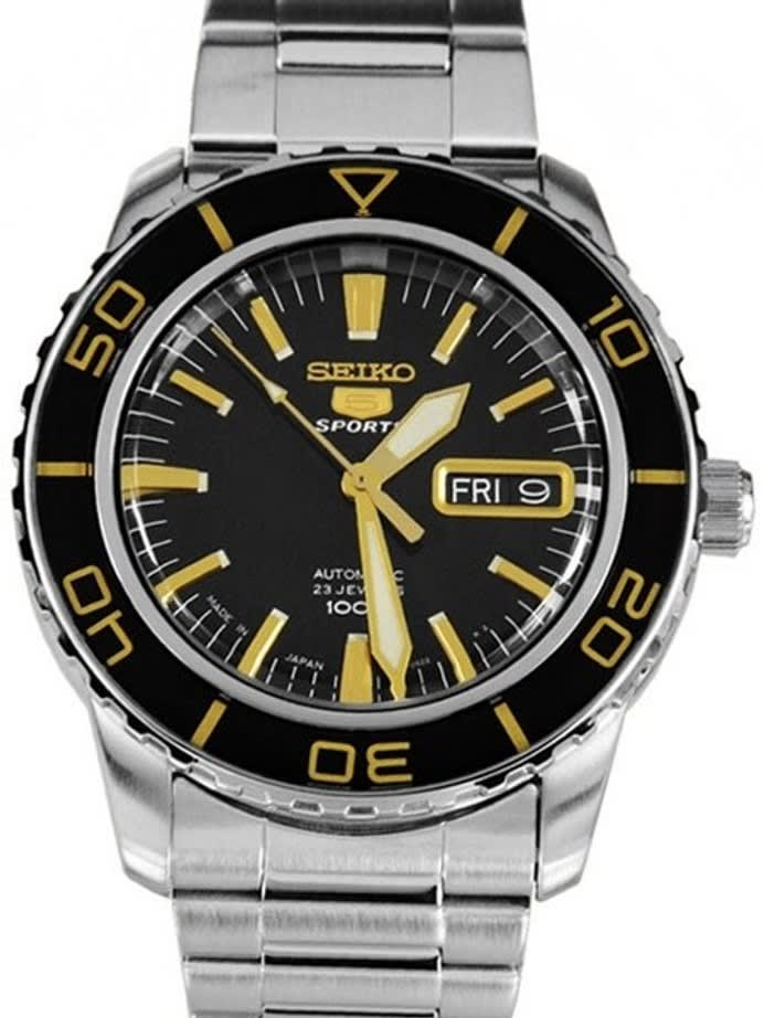 Seiko 41mm Sports 5, 23-Jewel Automatic Watch with Day and Date Window #SNZH57J1