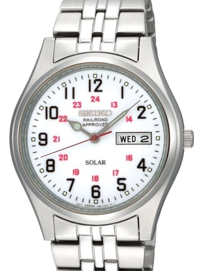 Seiko Railroad Approved Solar Watch with 37mm Case, 12 and 24 Hour Scale #SNE045